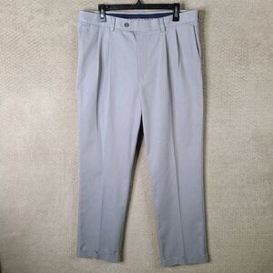 Roundtree & Yorke TravelSmart Pants Mens 36x32‎ Gray Pleated CoreComfort Chino